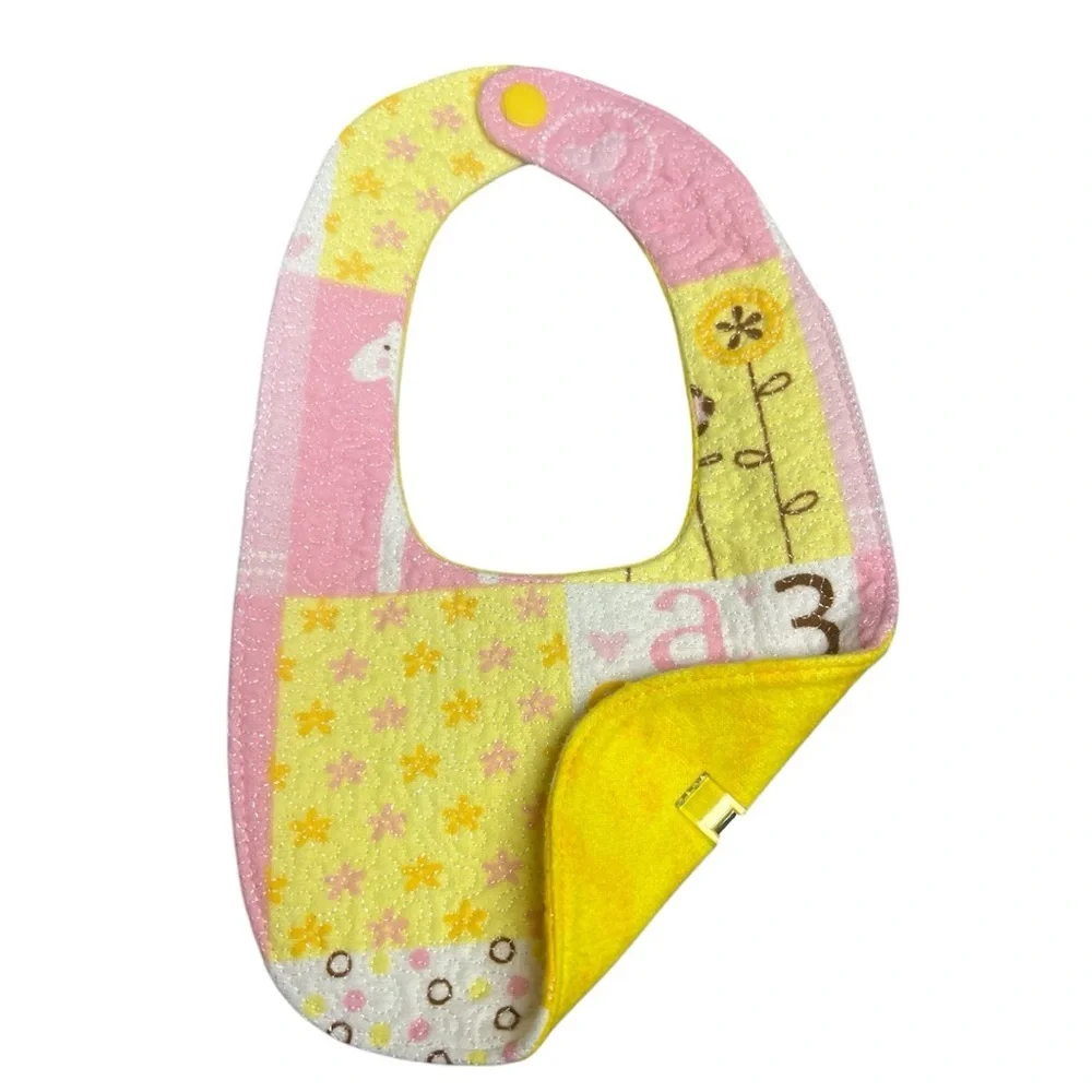 Hand Crafted Baby Bib with snap closure cotton snuggle flannel reversible